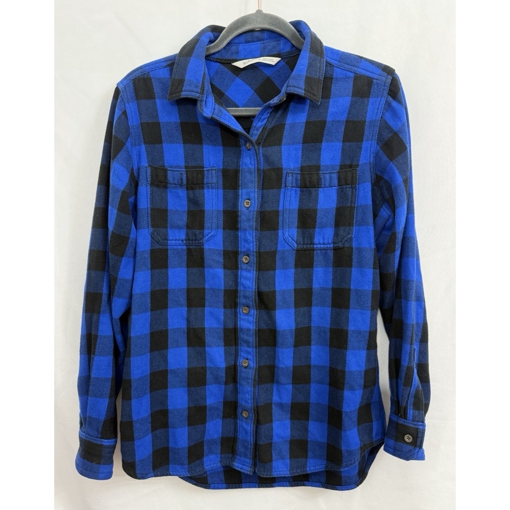 Woolrich Blue Buffalo Plaid Flannel Long Sleeve Shirt Cotton Womens Size S